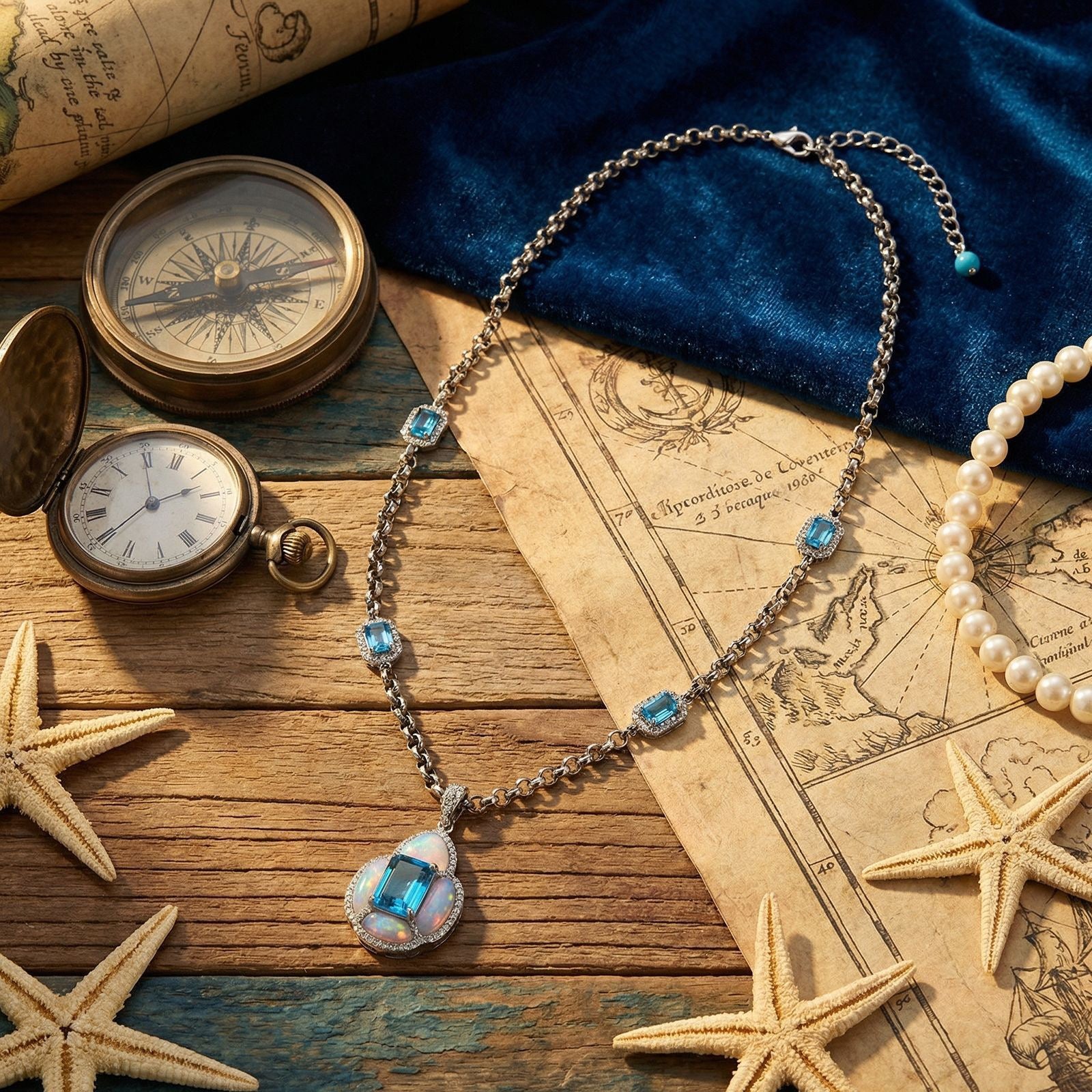 Blue Rhinestone Necklace