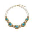 Vintage Blue Amber Pearl Necklace